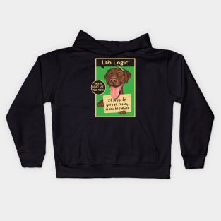 Great Chocolate lab on Chocolate Labrador with Green Pencil tee Kids Hoodie